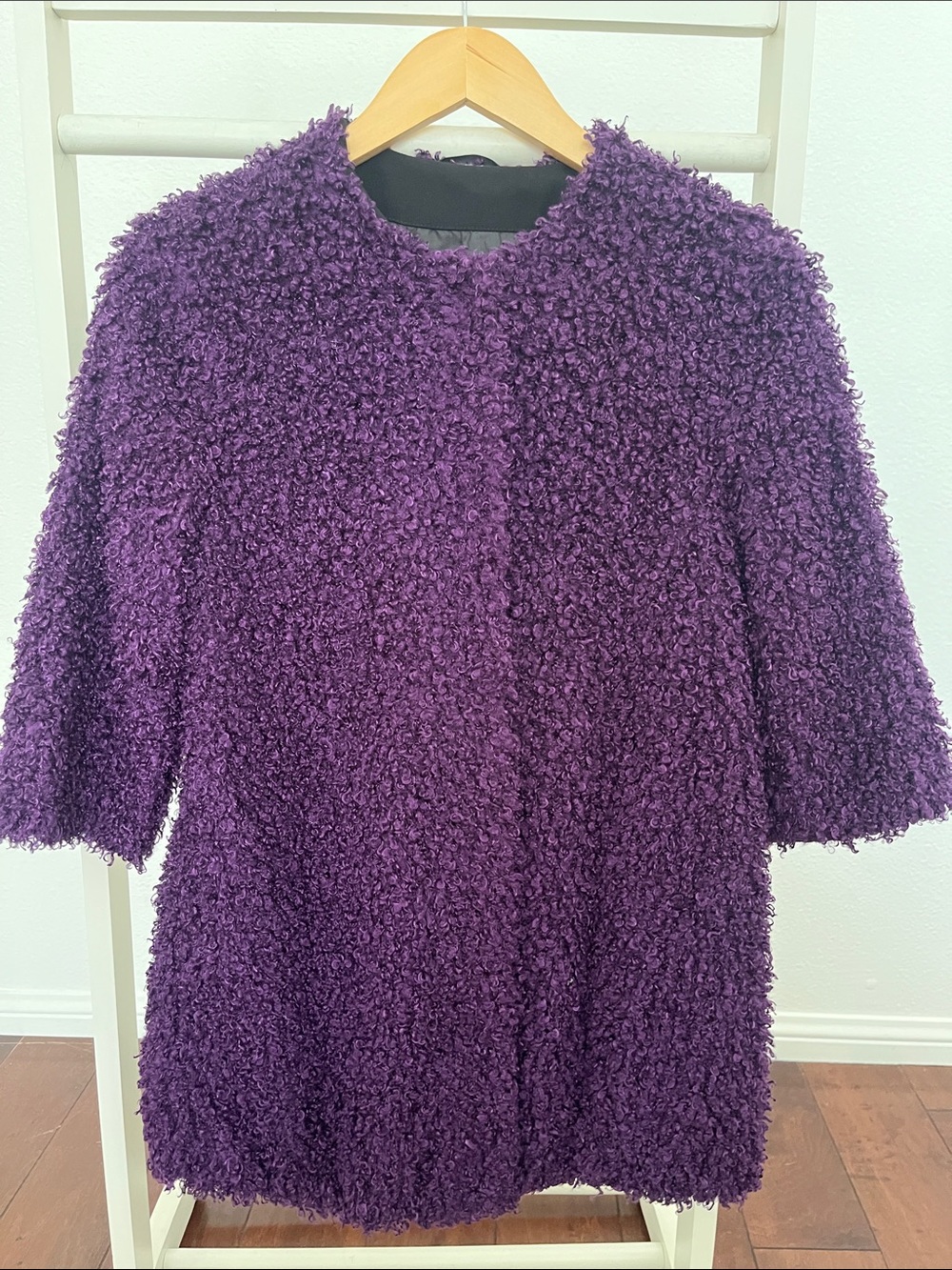 MonnaLisa Purple Bouclé Pea Coat for Kids